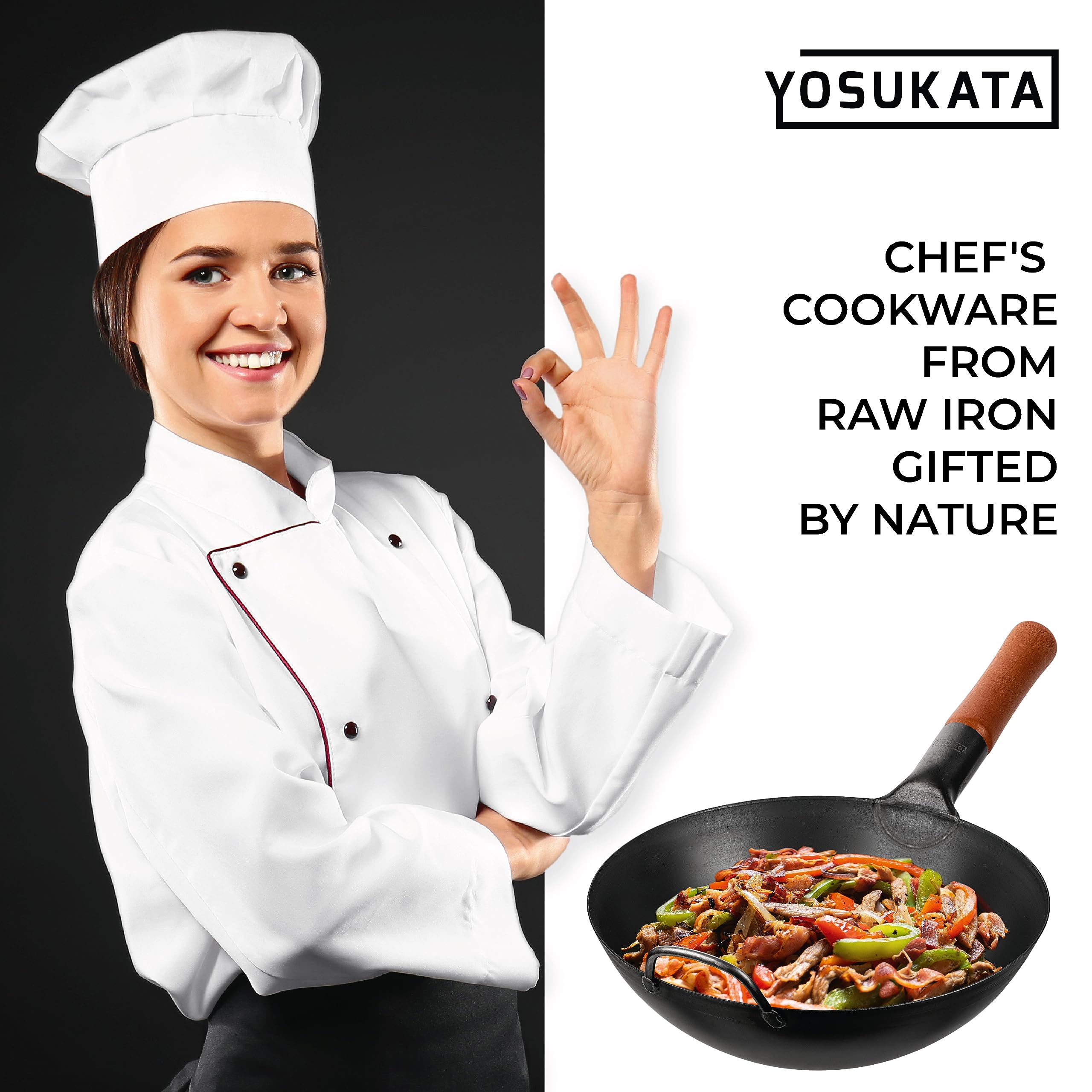 YOSUKATA lightweight wok offers easy storage after cooking sessions.