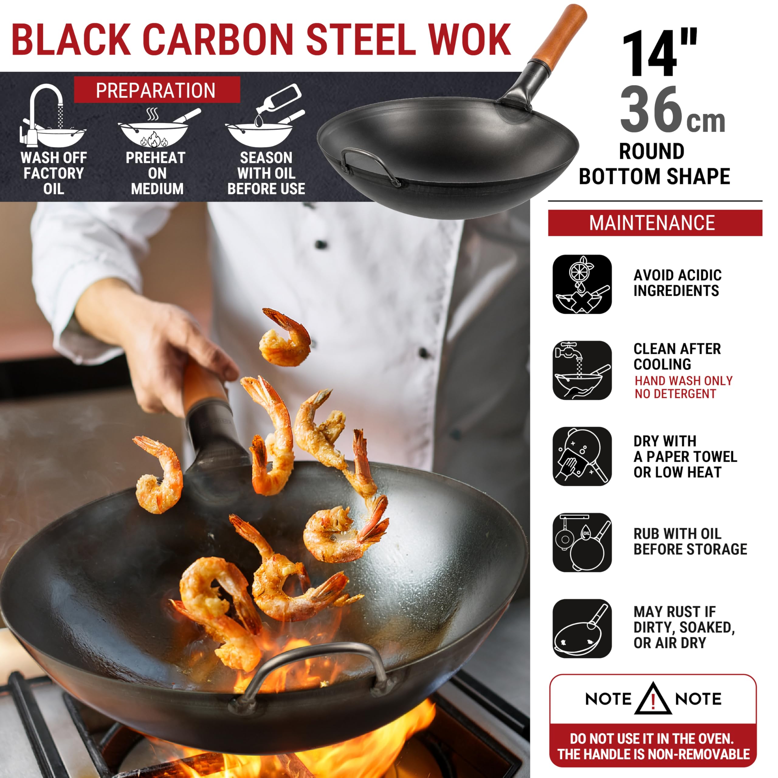 YOSUKATA heavy-duty carbon steel pan that withstands high heat.