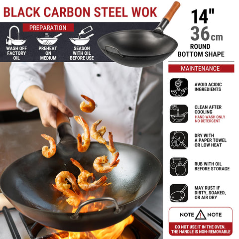 YOSUKATA heavy-duty carbon steel pan that withstands high heat.