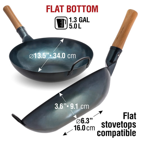 YOSUKATA pre-seasoned wok surface for immediate high-heat cooking and easy release