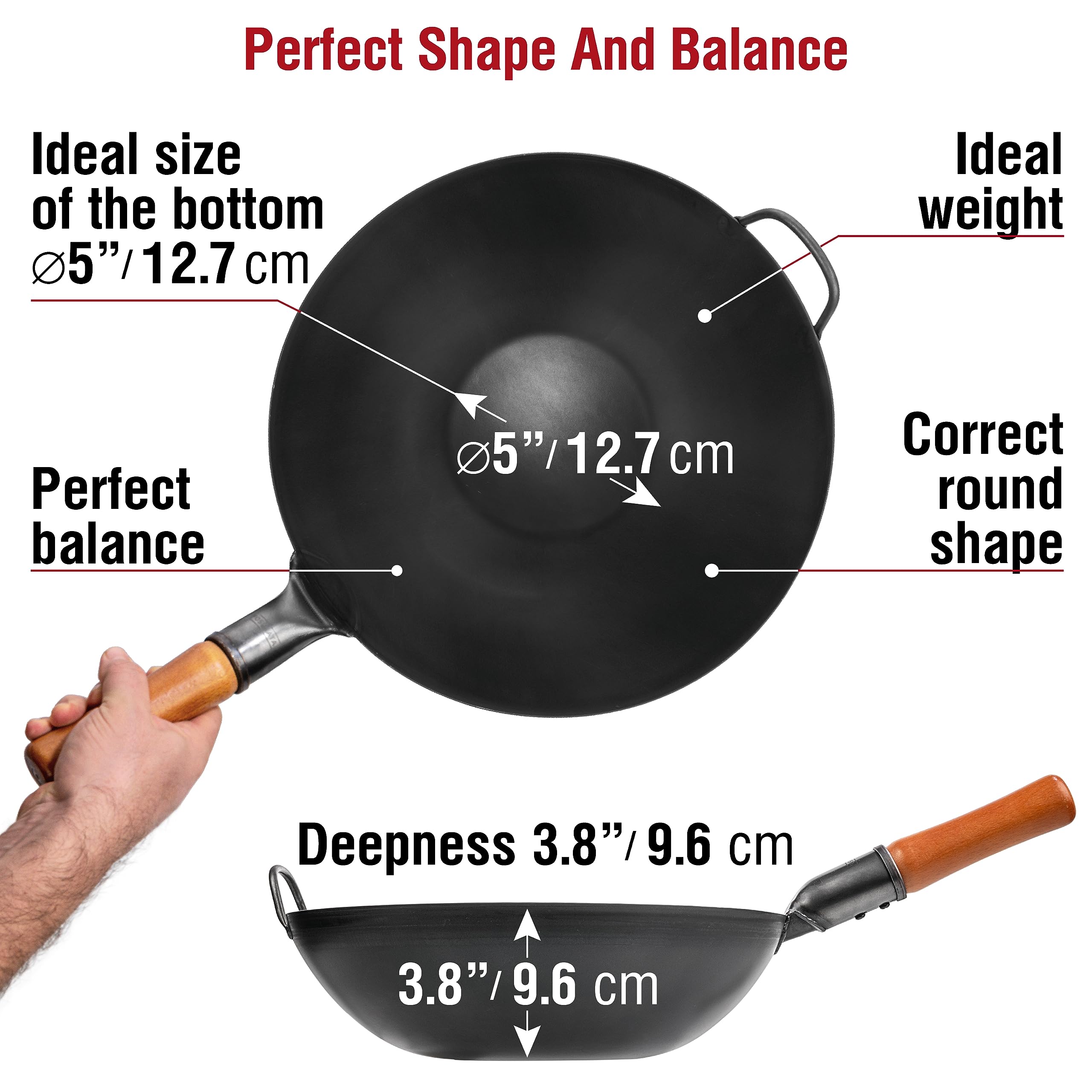 Pre-seasoned 600°F wok offers better non-stick start for quick meals.