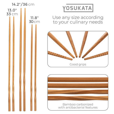 YOSUKATA 13-inch wooden chopsticks ready for frying and handling