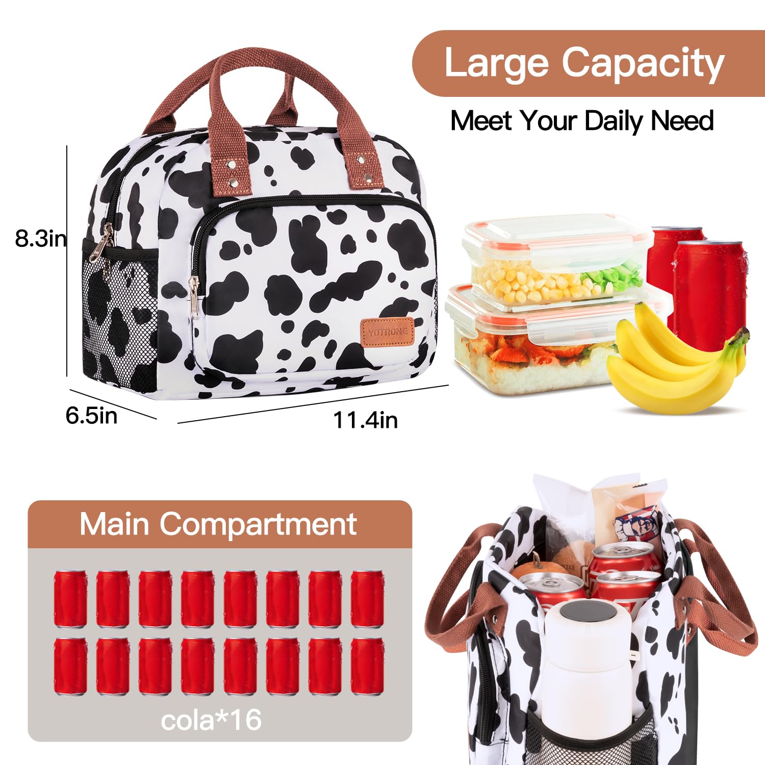 Yotrone lunch bag side mesh pocket for drinks and small items.