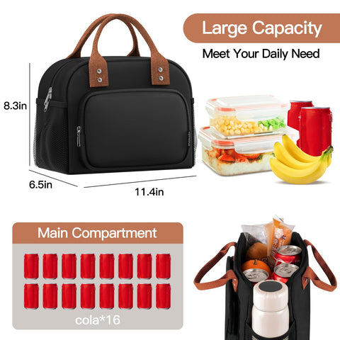 Yotrone lunch bag with side mesh pocket holds drinks securely for easy hands-free carrying.
