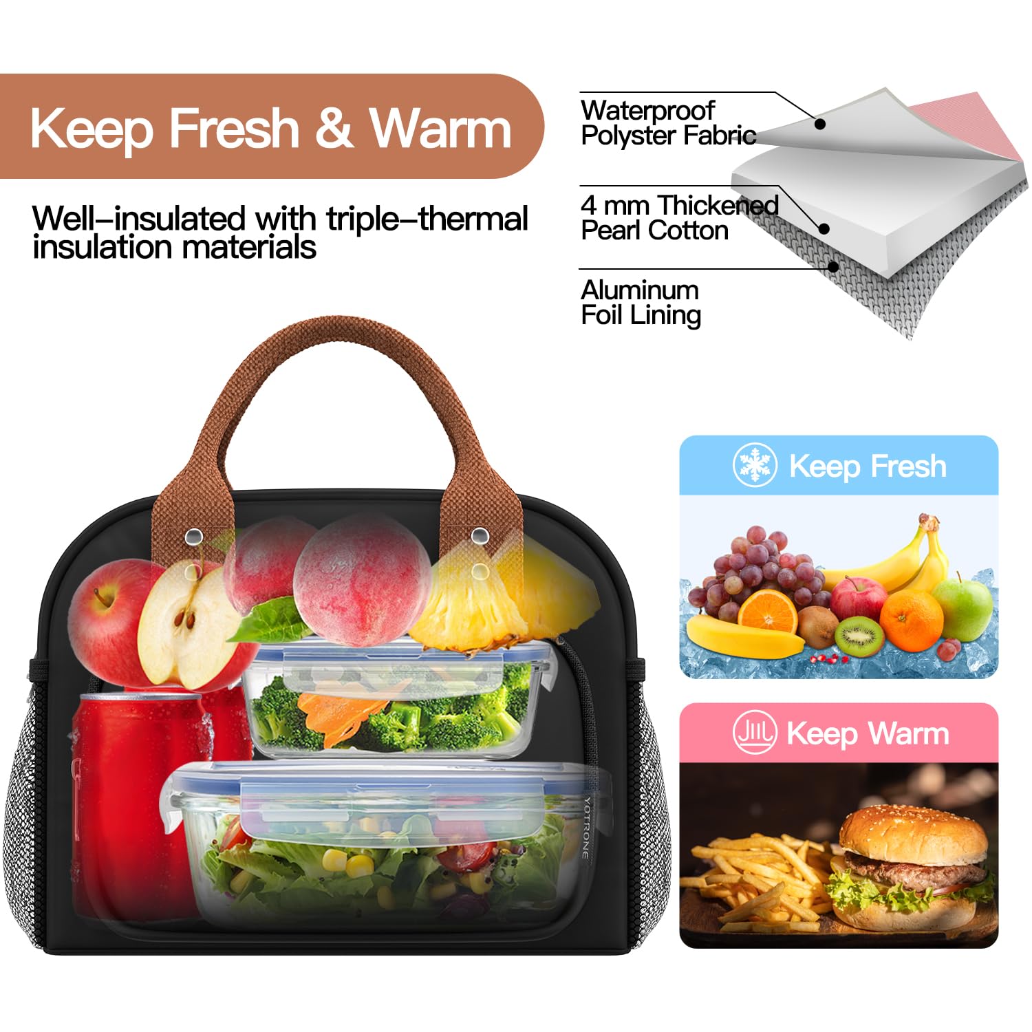 Yotrone sturdy handles and reinforced stitching ensure durability for daily use.