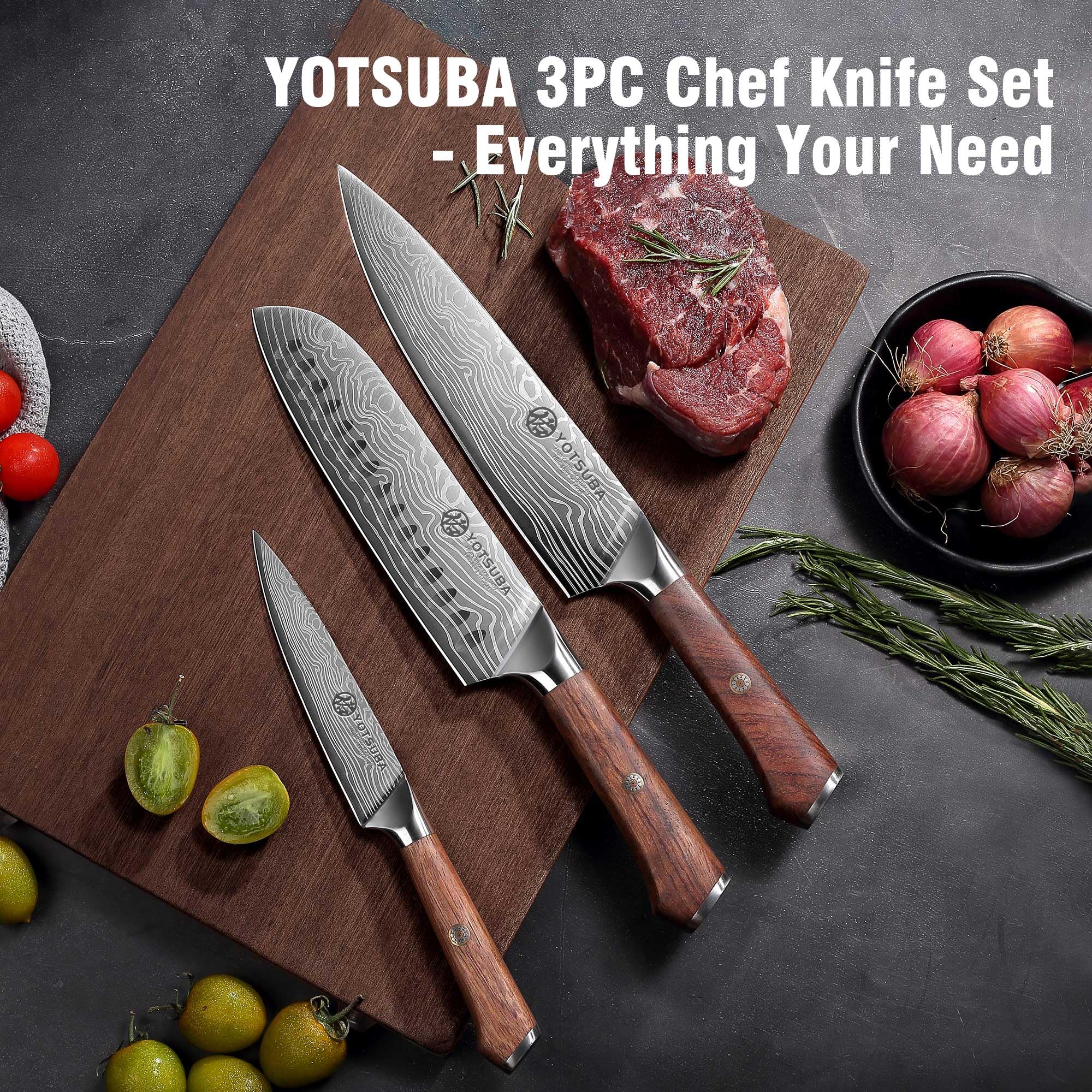 YOTSUBA ergonomic Pakkawood handle provides secure grip
