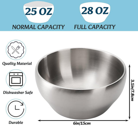 Youeon 6-inch brushed SUS304 stainless steel bowl stays cool to touch.