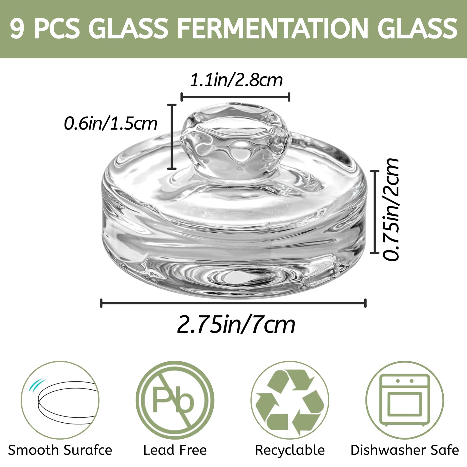 Youeon 9-pack fermentation weights in wide-mouth jar for sauerkraut and kimchi