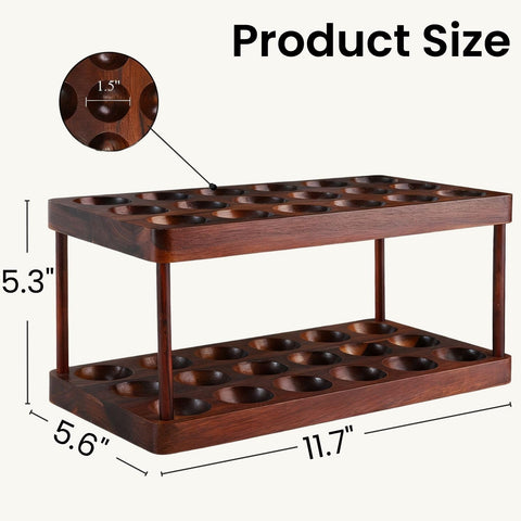 YOUEON acacia wood egg tray double-layer design maximizes storage.