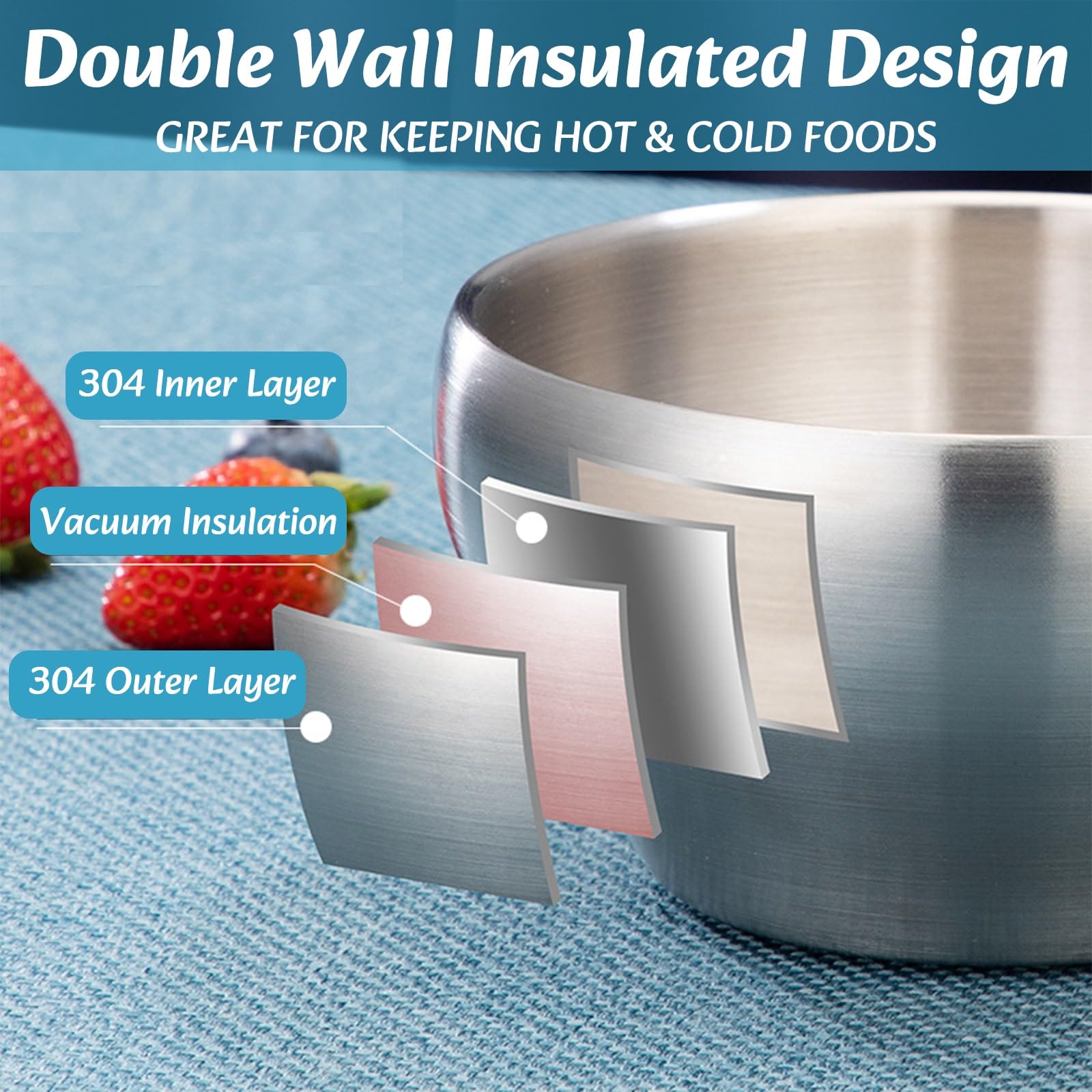 Youeon brushed stainless steel bowl resists scratches and fingerprints.