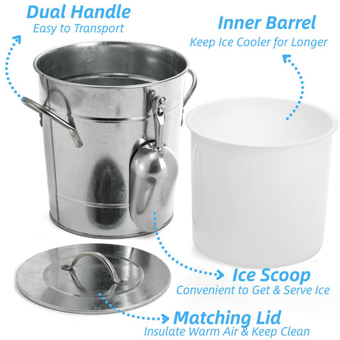 Youeon galvanized steel ice bucket with rustic look
