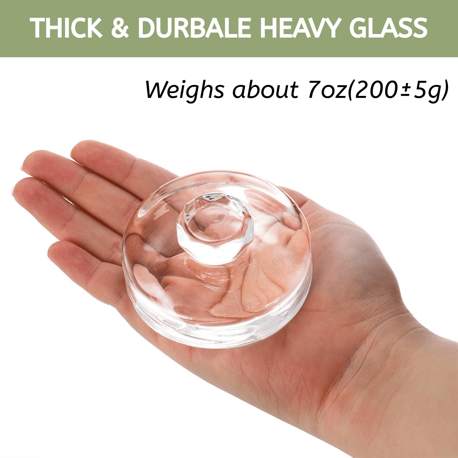 Youeon glass fermentation weights with diamond handle closeup for easy insertion