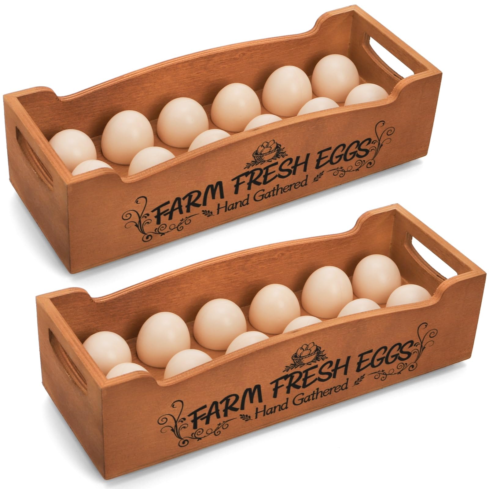 Youeon wooden egg holder on countertop for organized, breathable egg storage.