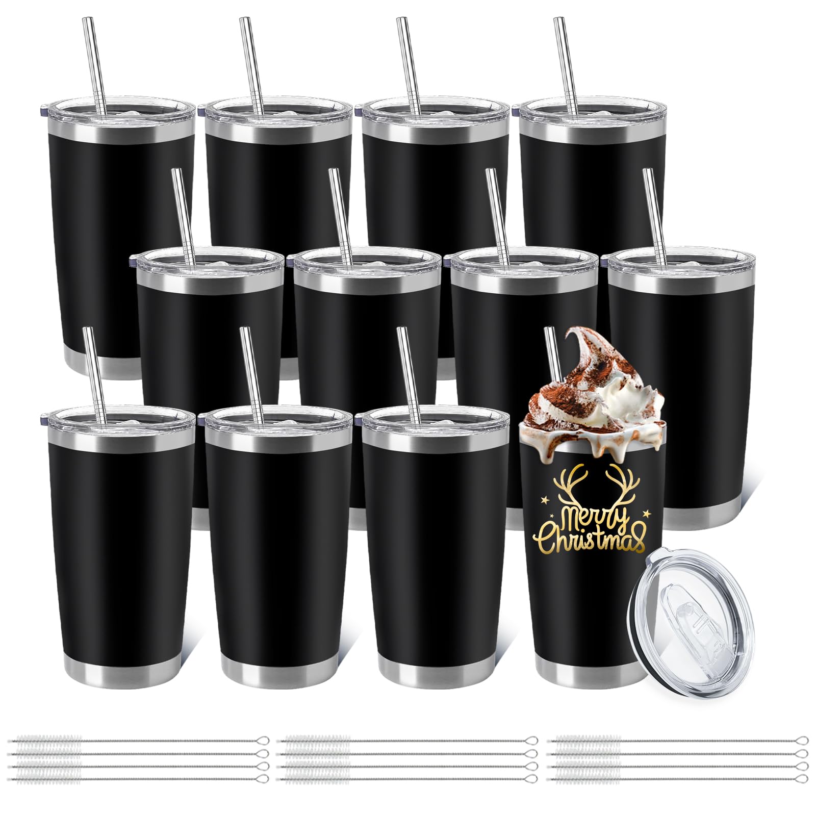 YOUKE OLA 12-piece insulated tumbler set with lids, versatile for everyday beverages.