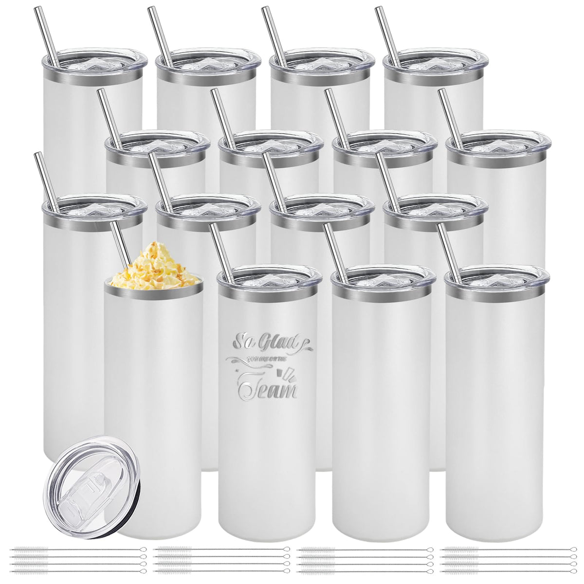 YOUKE OLA 16-pack white tumbler with lids, on-the-go temperature control.