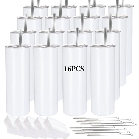 YOUKE OLA 16-pack skinny tumblers 20oz ready for full-wrap sublimation and gifting