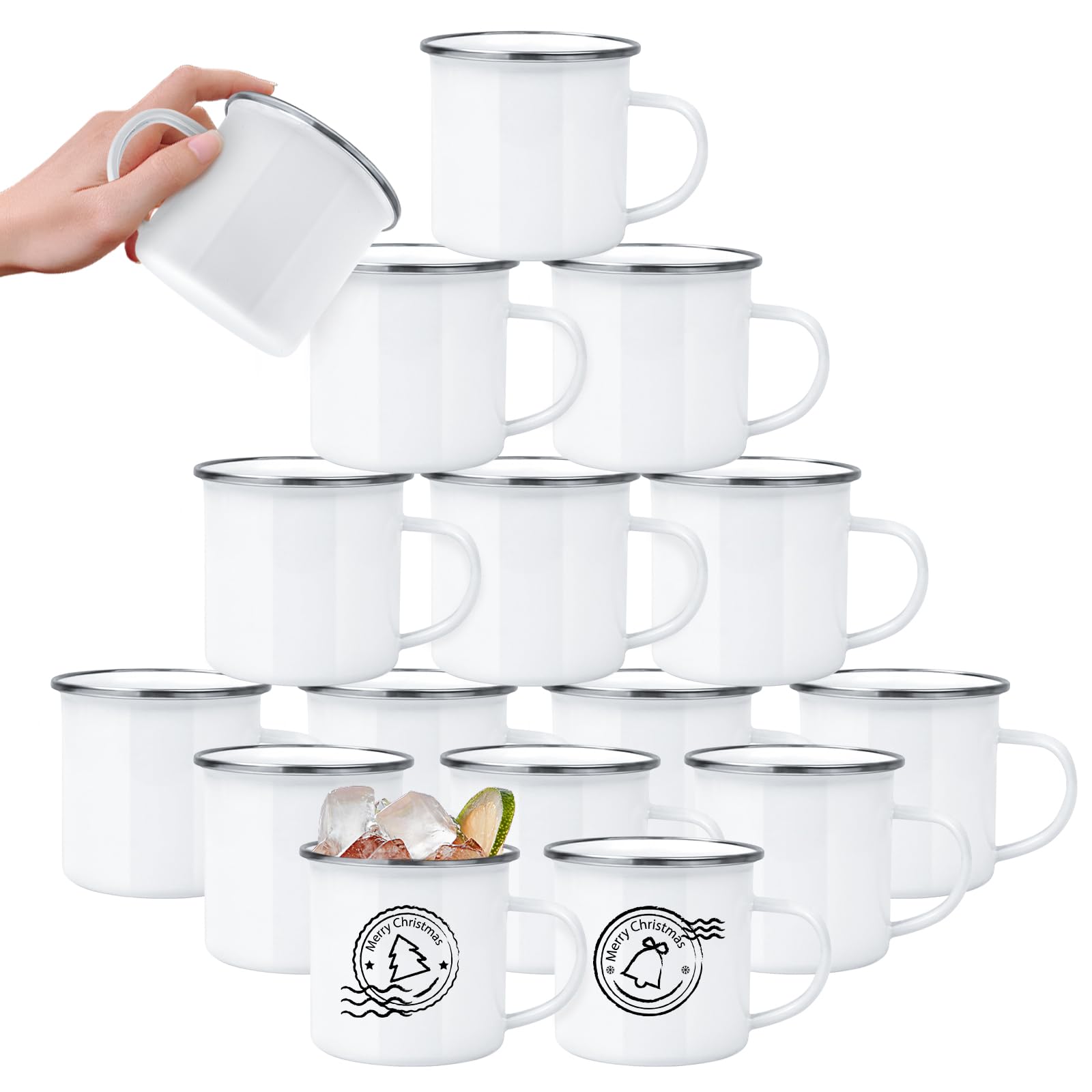 YOUKE OLA 16-pack sublimation enamel mugs ready for personalized gifts.