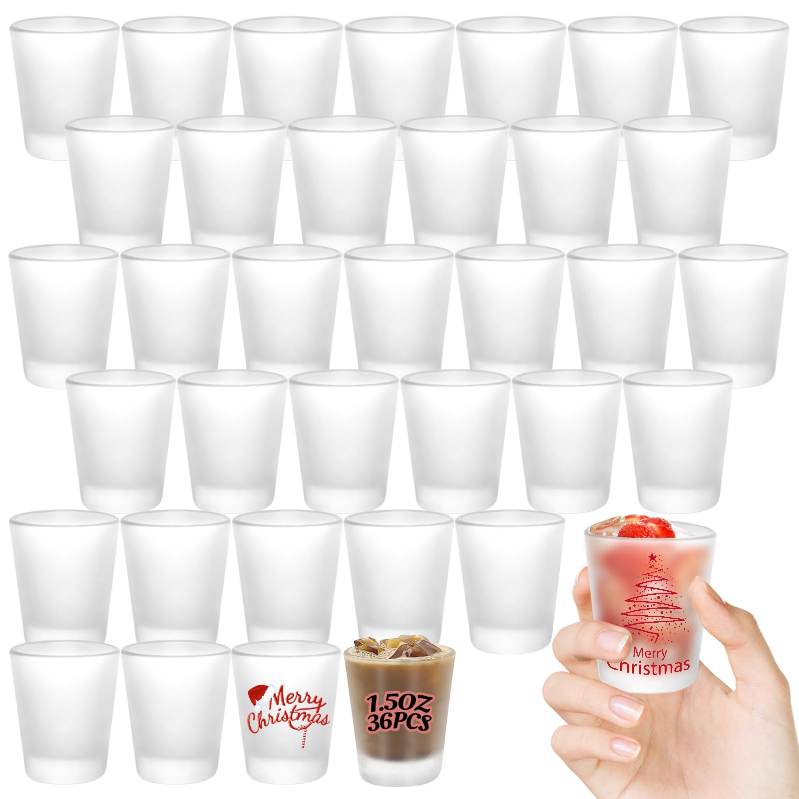 YOUKE OLA 36-pack frosted sublimation shot glasses ready for custom gifts.