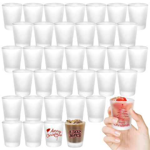 YOUKE OLA 36-pack frosted sublimation shot glasses ready for custom gifts.