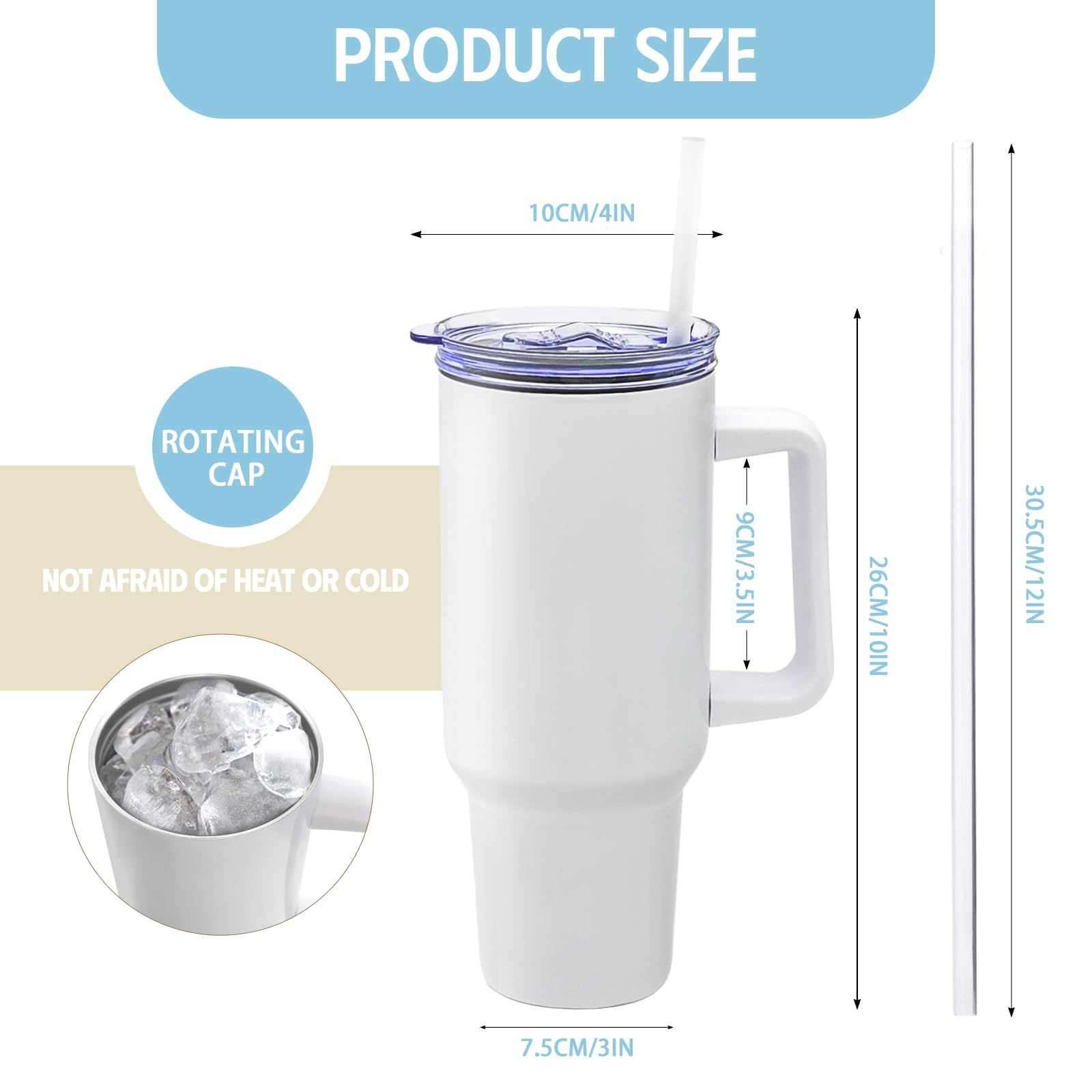 YOUKE OLA 40oz tumbler side view, double-walled stainless steel for travel.