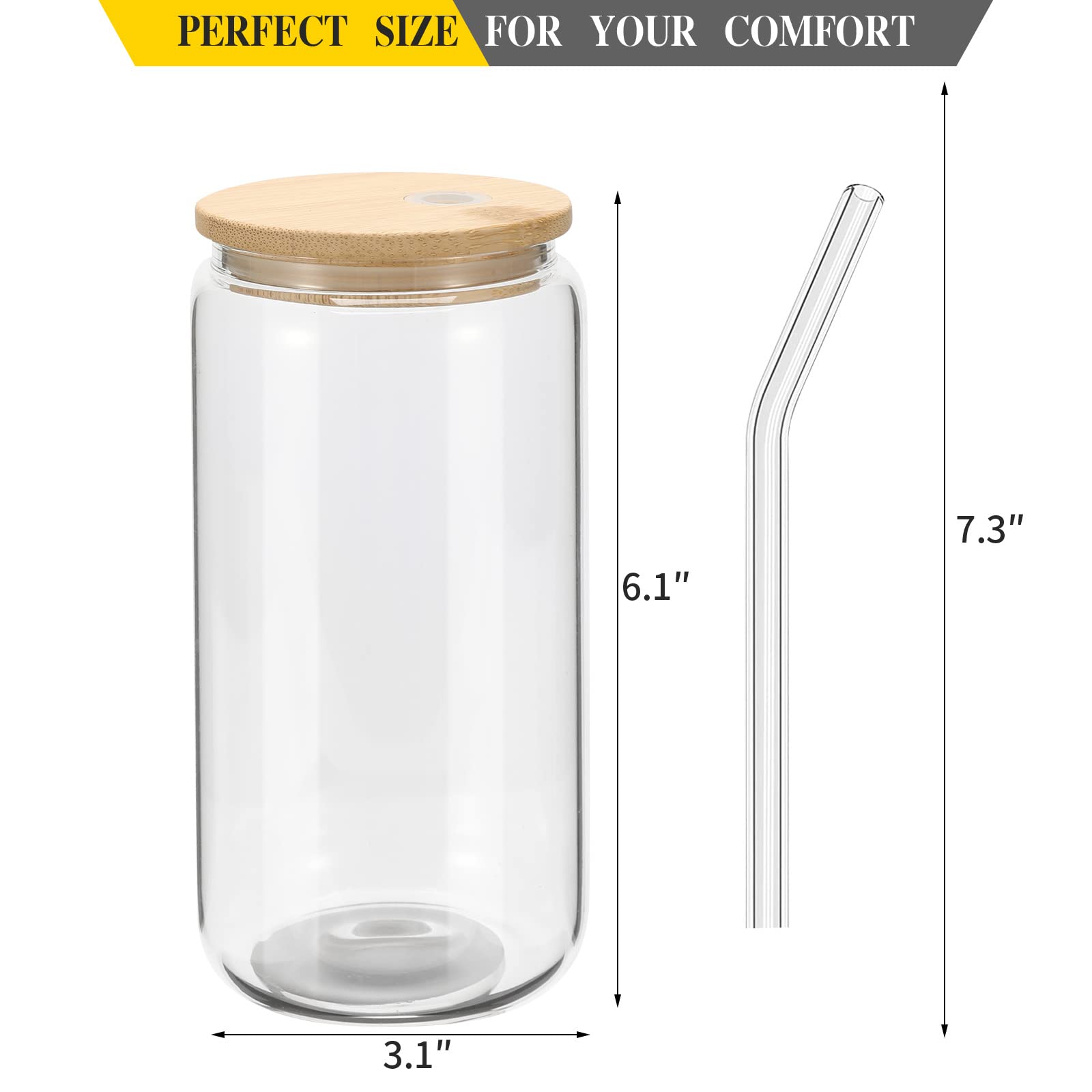 YOUKE OLA borosilicate glass straw 10mm diameter and 200mm length for smooth sipping