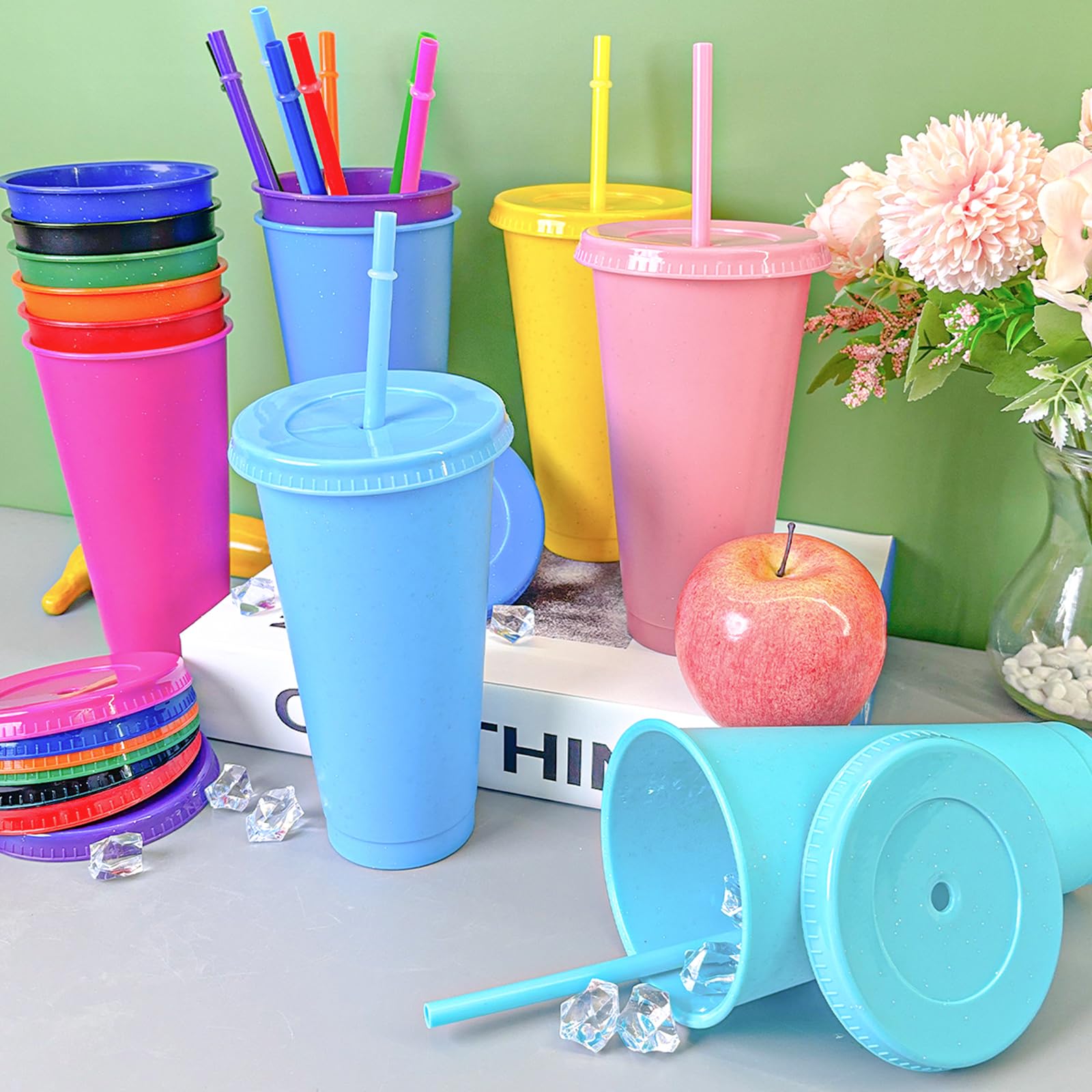 YOUKE OLA glitter tumbler stackable design saves cabinet space