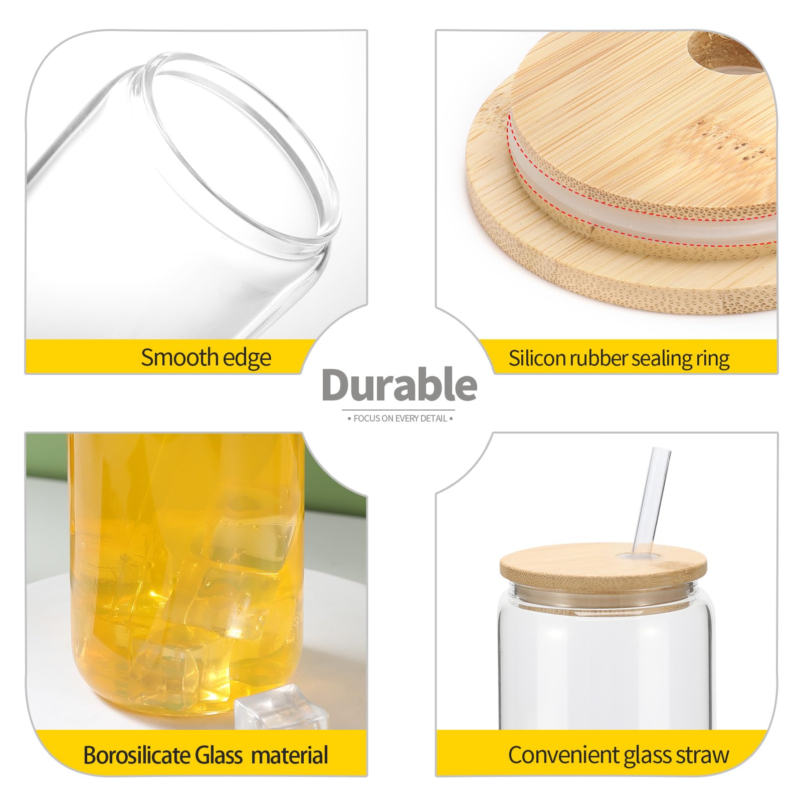 YOUKE OLA regular-mouth bamboo lid 66mm provides seal and easy access
