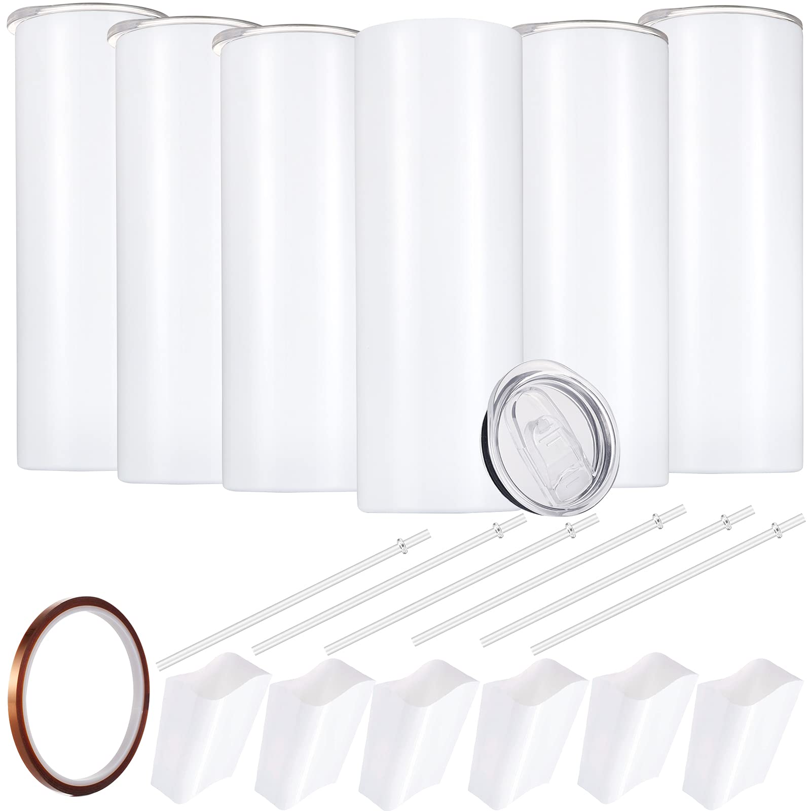 YOUKE OLA skinny tumbler straight 20oz white for full-wrap sublimation and customized gifts
