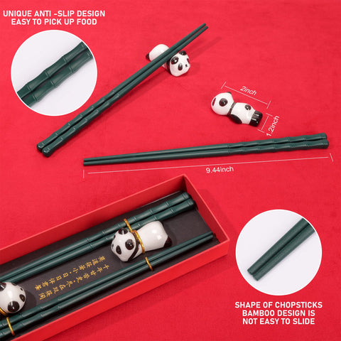 Head bamboo carving on Panda Chopsticks adds elegant detail.