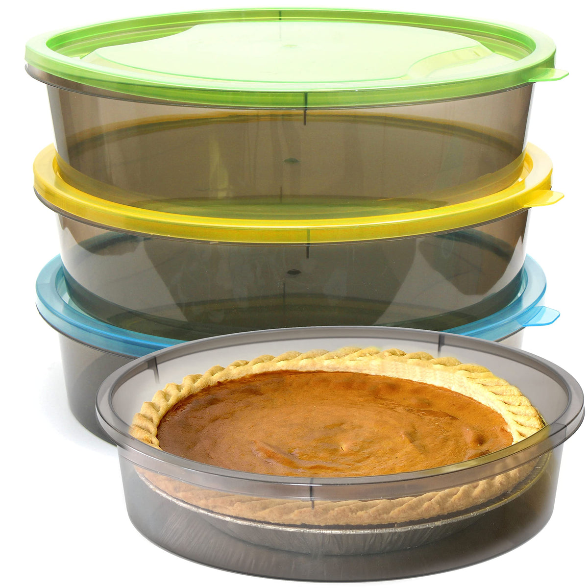 Youngever pie containers with 11-inch diameter store large pies safely.