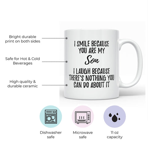 YouNique Designs Best Son Ever mug, back view, double-sided print for both hands