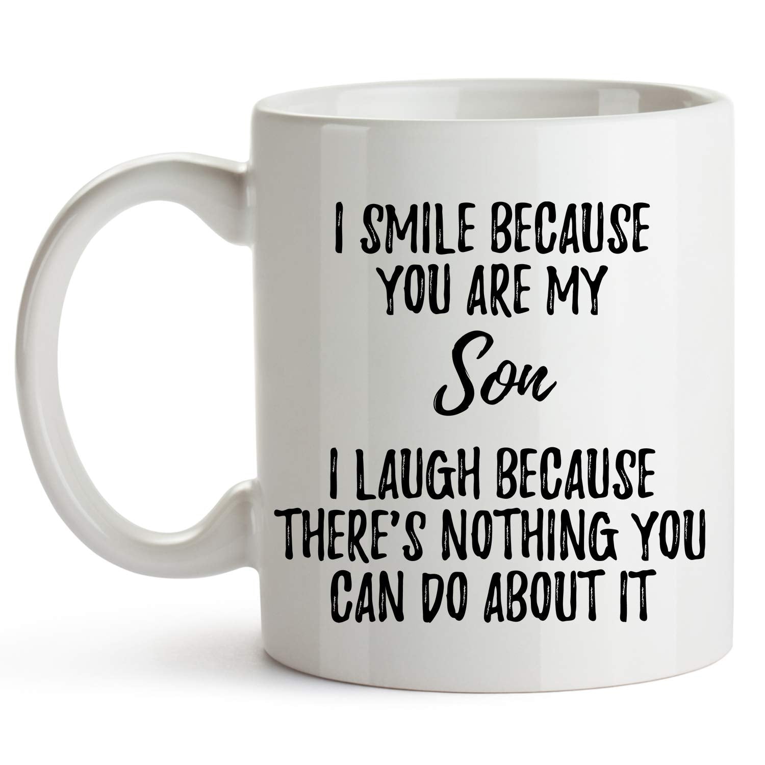 YouNique Designs Best Son Ever mug, front view, ideal daily coffee gift
