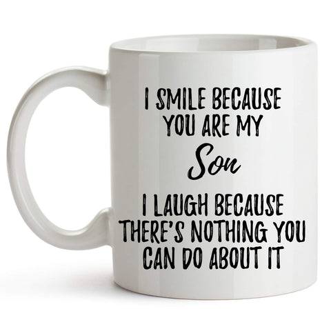 YouNique Designs Best Son Ever mug, front view, ideal daily coffee gift