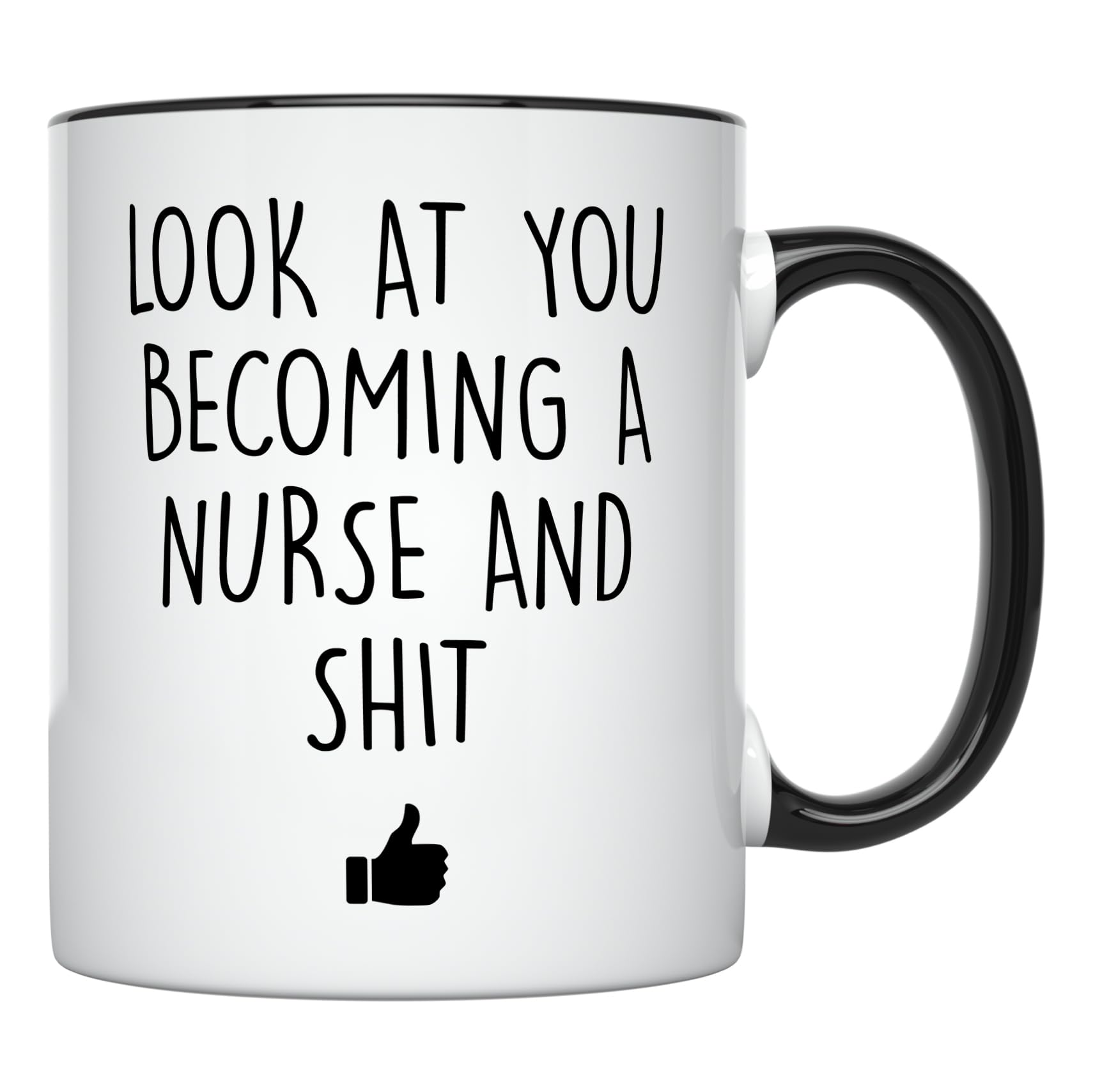 YouNique Designs nursing mug with front and back print for ambidextrous use.