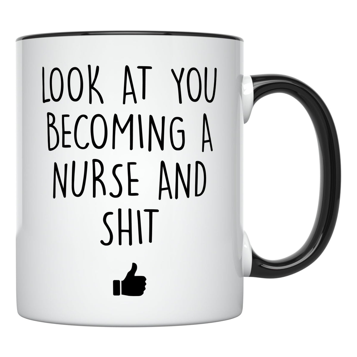 YouNique Designs nursing mug with front and back print for ambidextrous use.