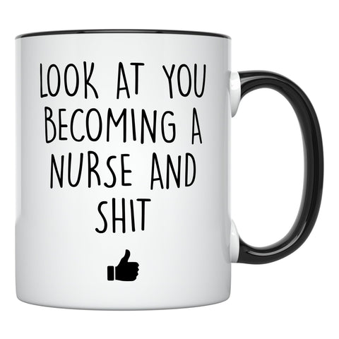 YouNique Designs nursing mug with front and back print for ambidextrous use.