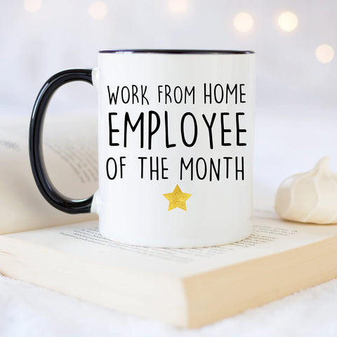 YouNique Designs Work From Home Mug handle detail for comfortable daily use.