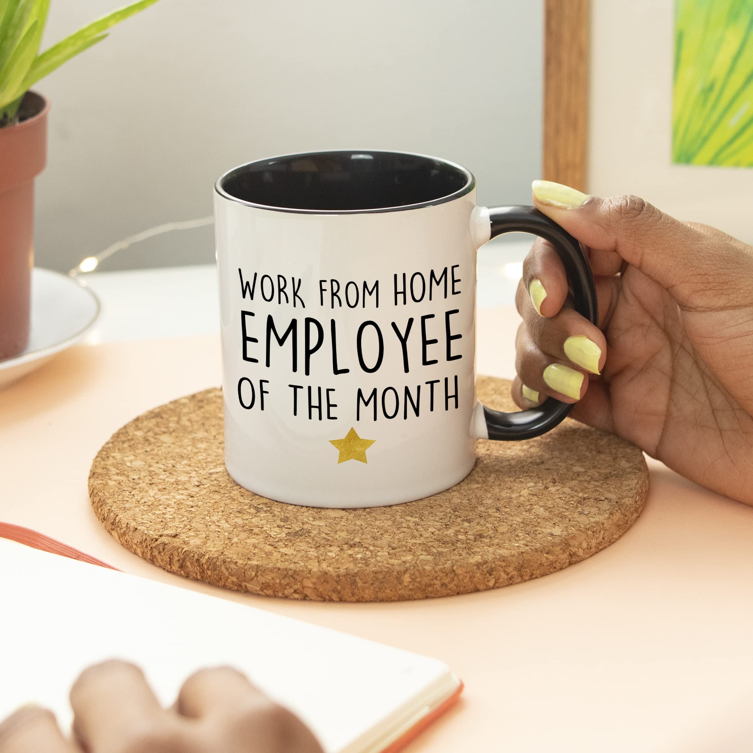 YouNique Designs Work From Home Mug microwave-safe glossy ceramic finish.