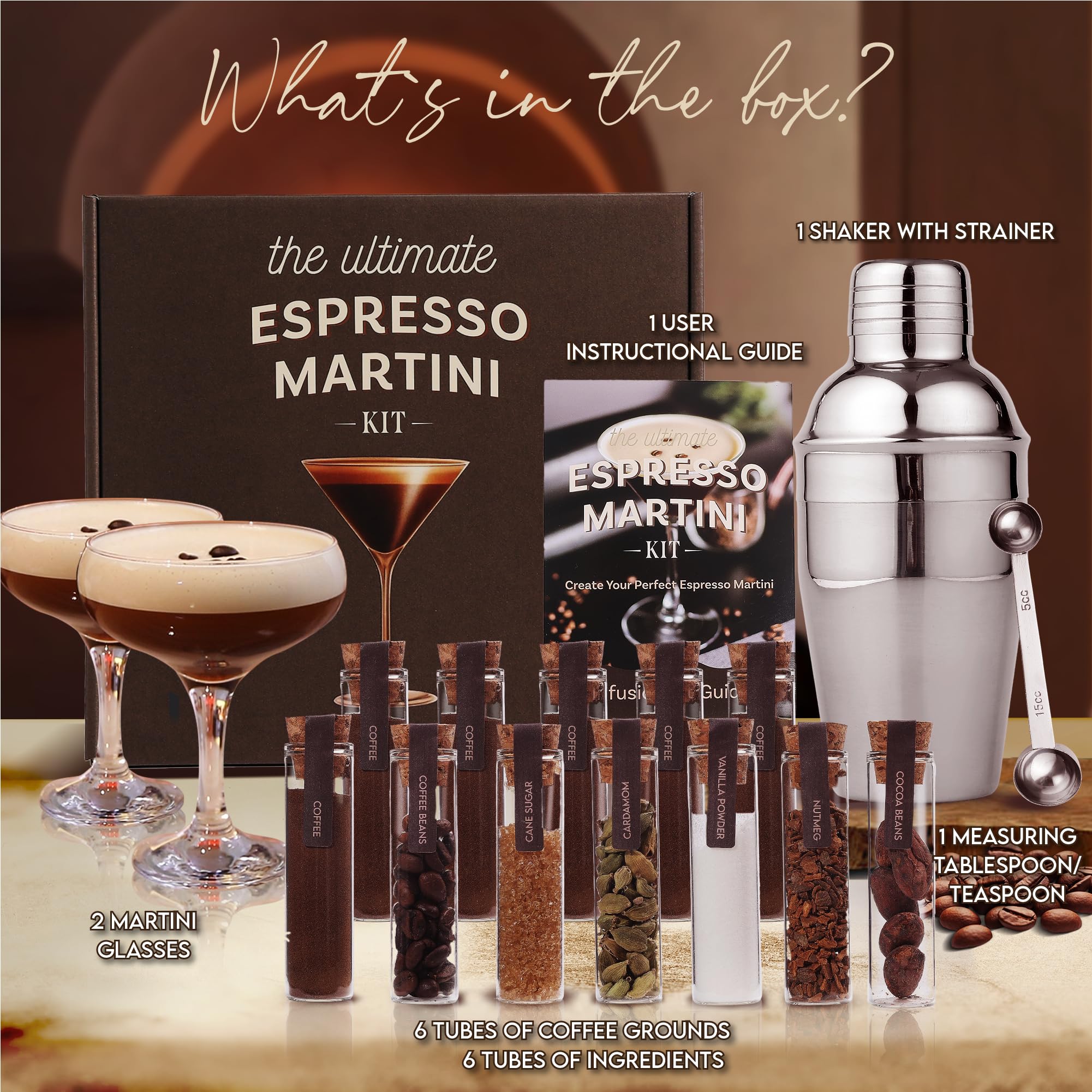 Your Dream Party Shop espresso martini kit glasses elevate presentation.