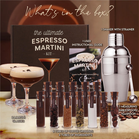 Your Dream Party Shop espresso martini kit glasses elevate presentation.