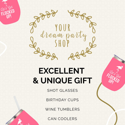 Your Dream Party Shop Flamingo 12oz capacity ideal for wine or cocktails.