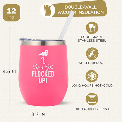 Your Dream Party Shop Flamingo Tumbler insulated for hot and cold drinks.