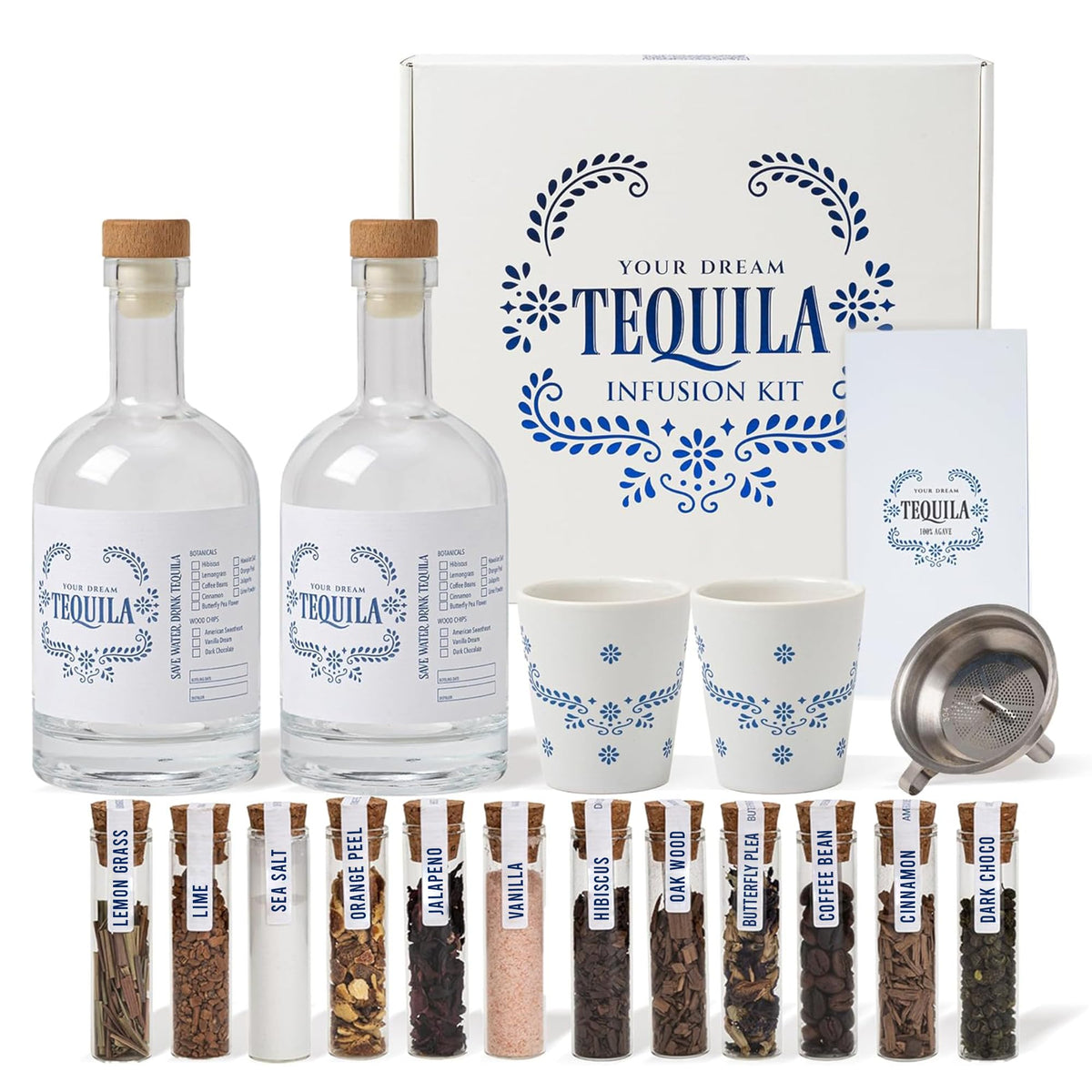 Your Dream Party Shop tequila bottles set for crafting personalized infusions at home.
