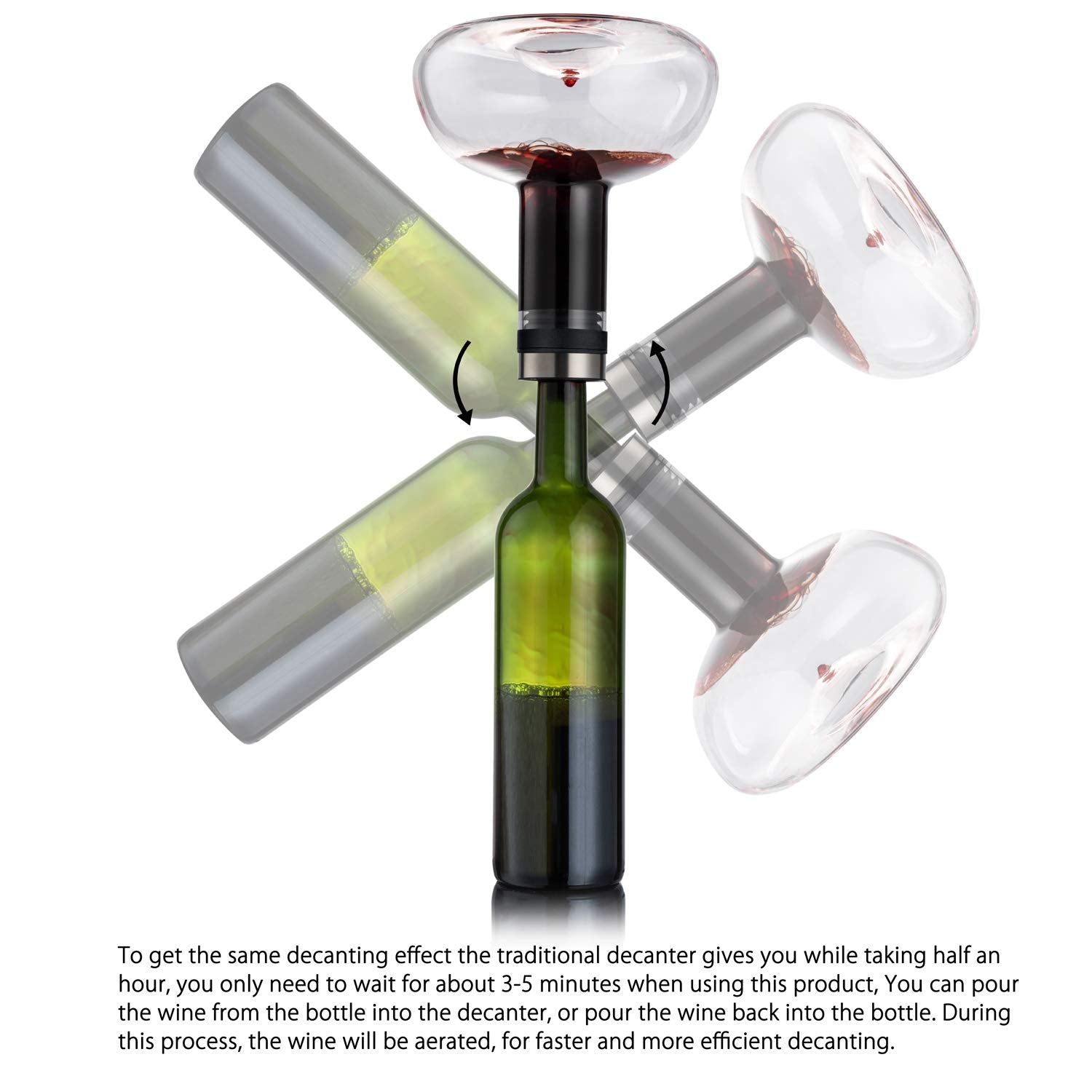 YouYah aerator lid for wine decanter enhances aroma during pouring