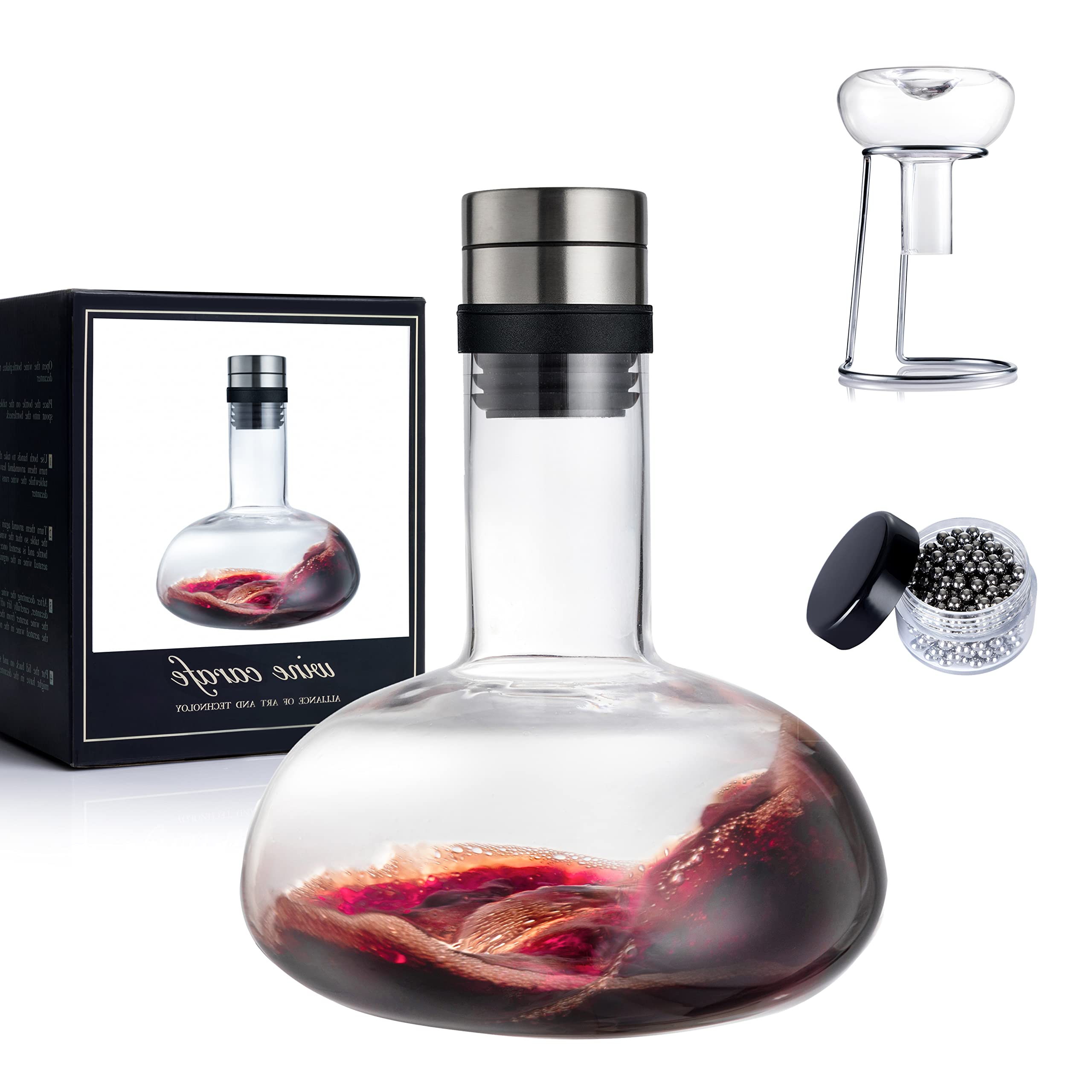 YouYah wine decanter 1300ml crystal hand-blown for elegant serving and rapid aeration