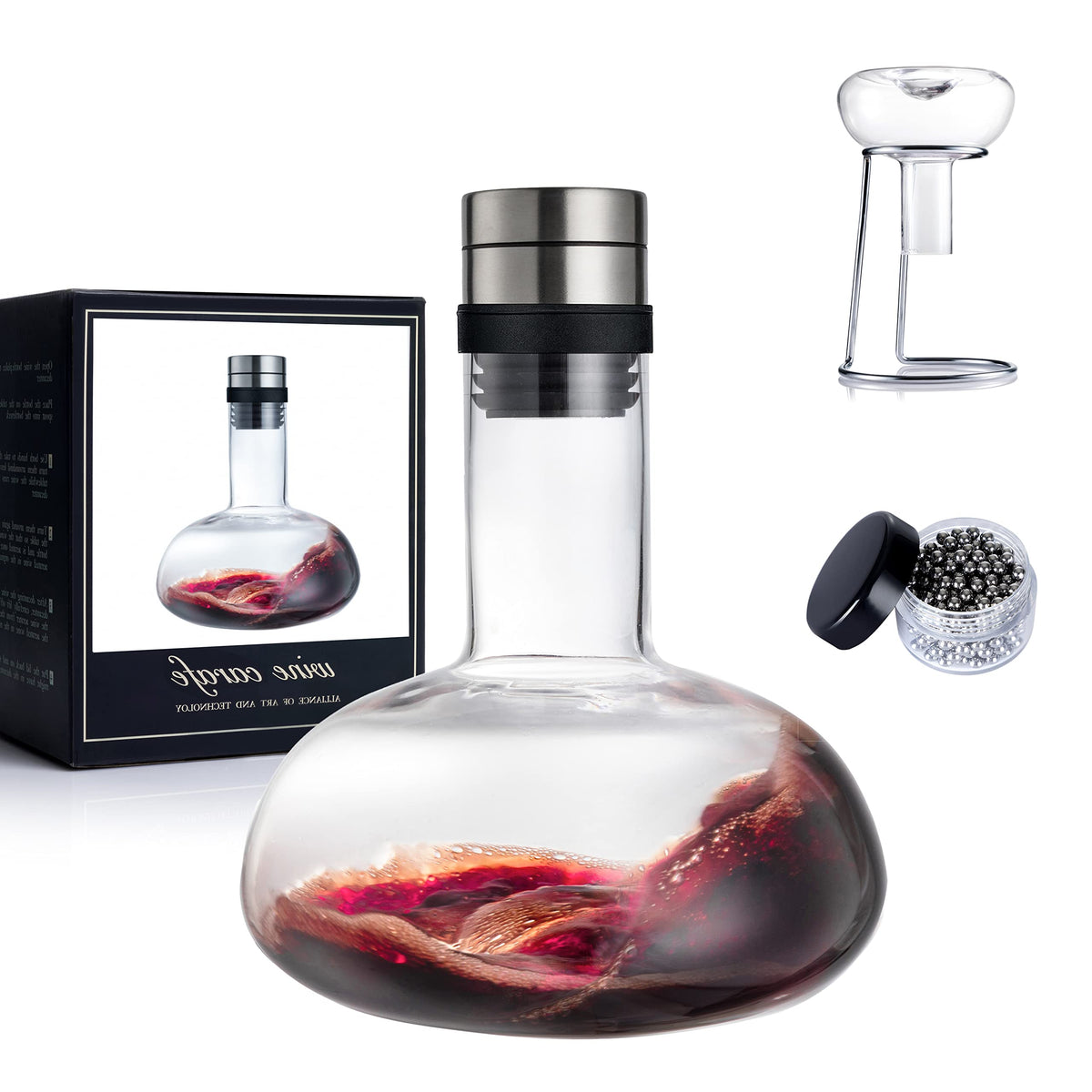 YouYah wine decanter 1300ml crystal hand-blown for elegant serving and rapid aeration