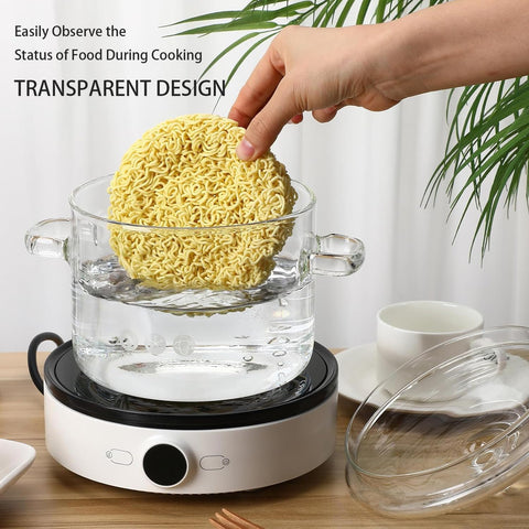 Yovexal stovetop compatible glass saucepan safe on ceramic and electric stoves.