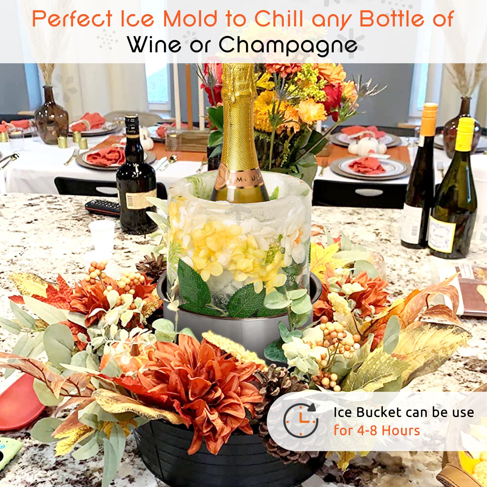 YOWINT Ice Bucket Mold flower-decor ice creates a festive centerpiece