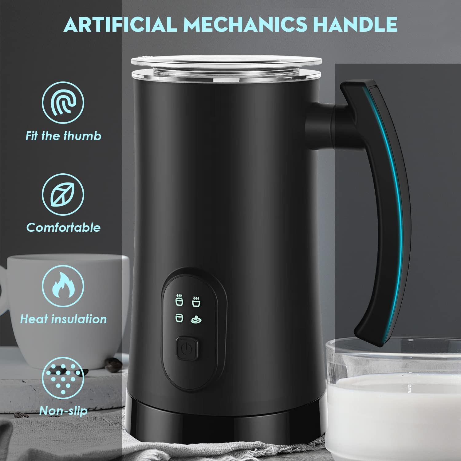 yoyomax electric milk frother stainless steel interior easy cleaning