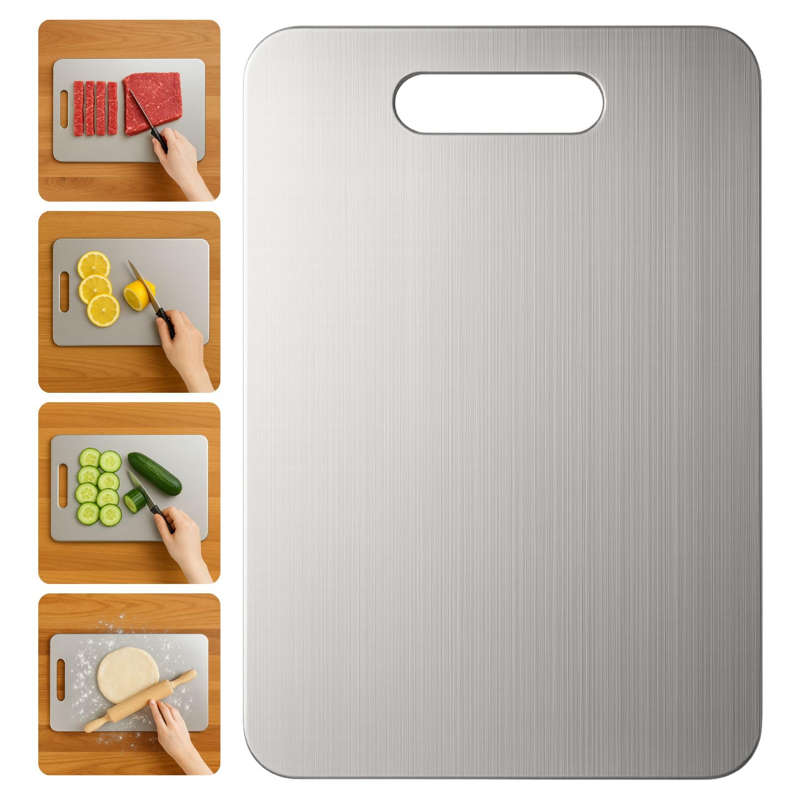 YoYoulee titanium cutting board top view showing non-stick surface for easy prep